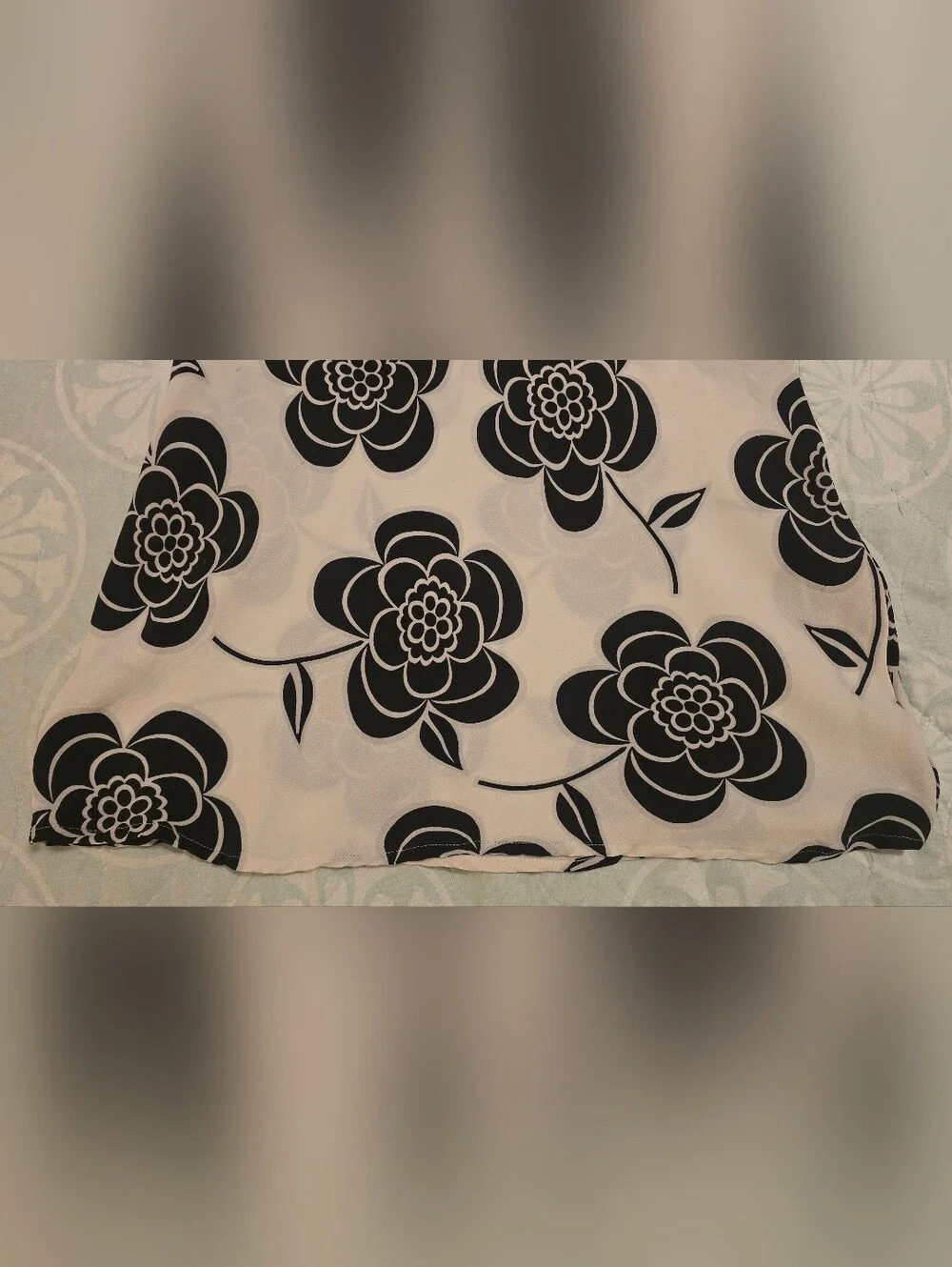 Tory Burch 100% Silk Black & White Floral Ruffle Sleeveless Top, Women's 10